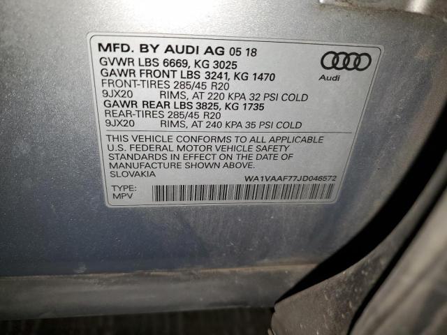 WA1VAAF77JD046572 - 2018 AUDI Q7 PRESTIGE Plata foto 13