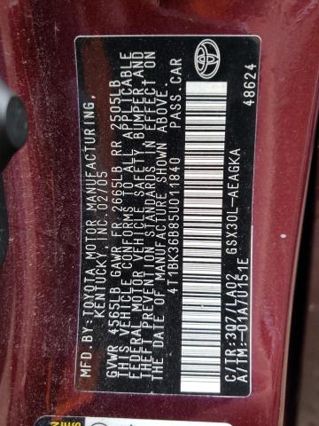 4T1BK36B85U011840 - 2005 TOYOTA AVALON XL MAROON photo 13