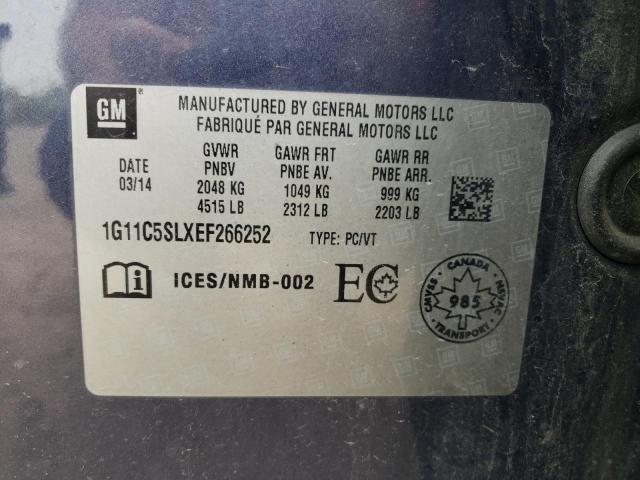 1G11C5SLXEF266252 - 2014 CHEVROLET MALIBU 1LT BLUE photo 12