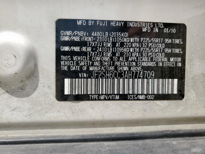 JF2SH6CC3AH774709 - 2010 SUBARU FORESTER 2.5X PREMIUM WHITE photo 13