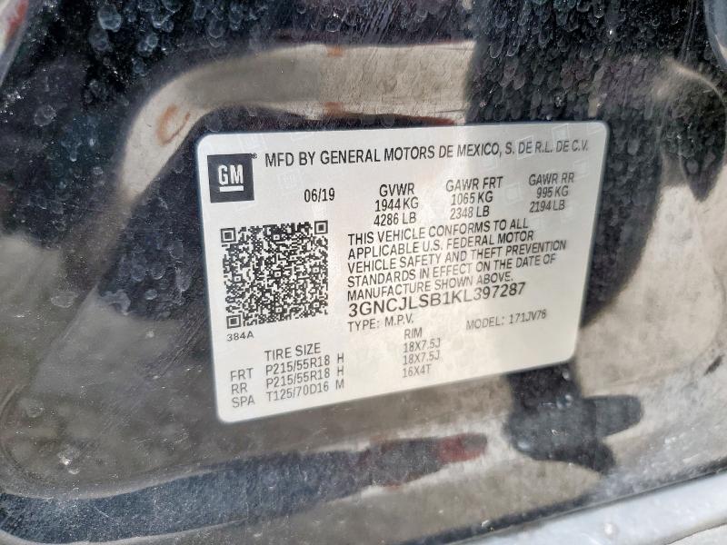 3GNCJLSB1KL397287 - 2019 CHEVROLET TRAX 1LT BLACK photo 13