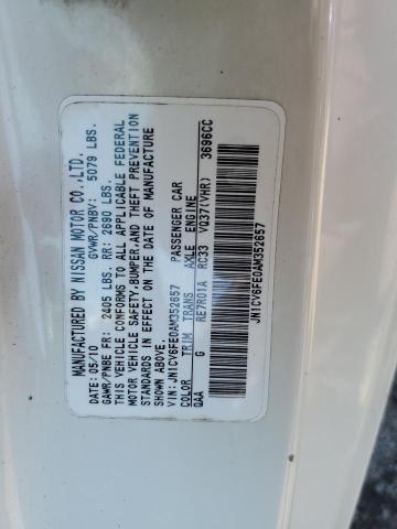 JN1CV6FE0AM352657 - 2010 INFINITI G37 BASE Սպիտակ լուսանկար 12