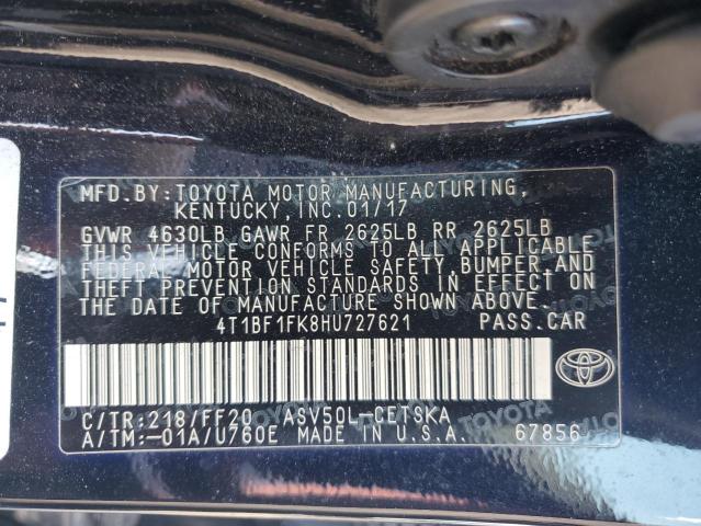 4T1BF1FK8HU727621 - 2017 TOYOTA CAMRY LE 黑色 照片 13