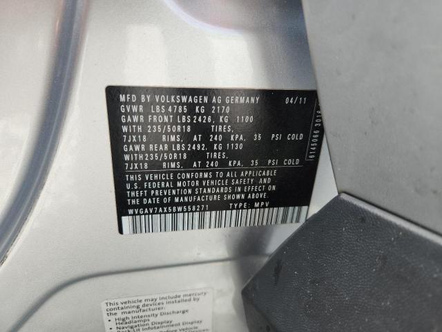 WVGAV7AX5BW558271 - 2011 VOLKSWAGEN TIGUAN S SILVER photo 13