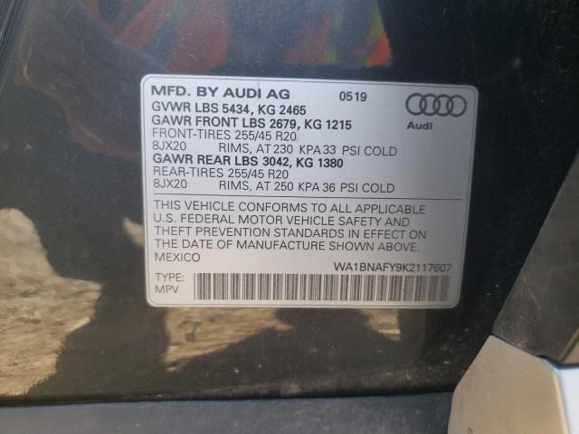 WA1BNAFY9K2117607 - 2019 AUDI Q5 PREMIUM PLUS GRAY photo 14