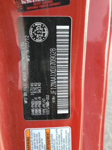 JF1ZNAA1XD1709028 - 2013 TOYOTA SCION FR-S RED photo 12
