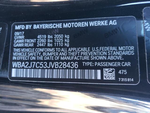 WBA2J7C53JVB28436 - 2018 BMW M240XI BLACK photo 12