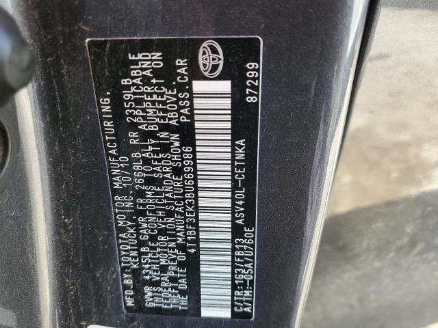 4T1BF3EK3BU669986 - 2011 TOYOTA CAMRY BASE GRAY photo 13