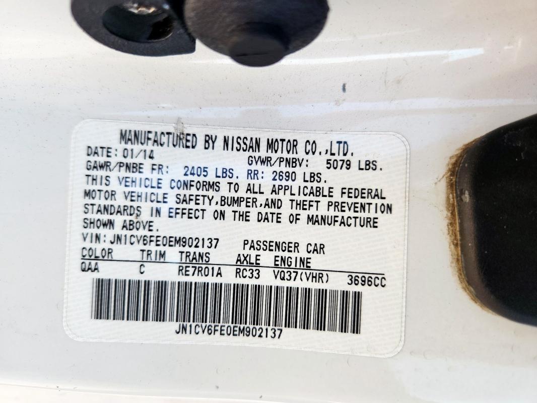 JN1CV6FE0EM902137 - 2014 INFINITI Q60 BASE 白色 照片 12