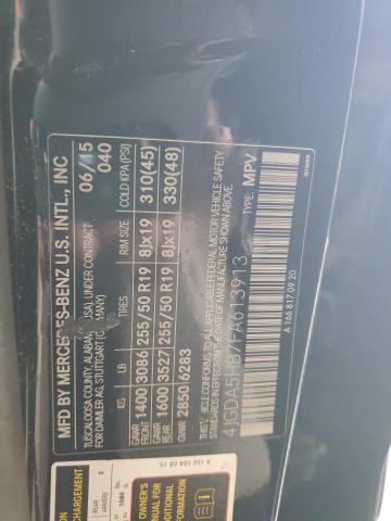 4JGDA5HB7FA613913 - 2015 MERCEDES-BENZ ML 350 4MATIC BLACK photo 13