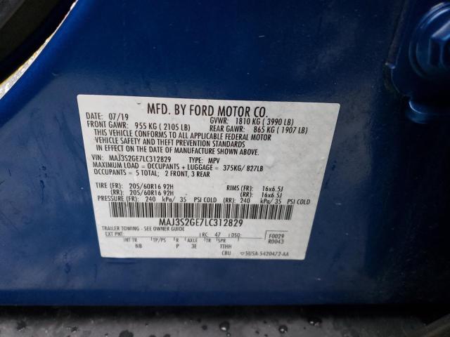 MAJ3S2GE7LC312829 - 2020 FORD ECOSPORT SE BLUE photo 13