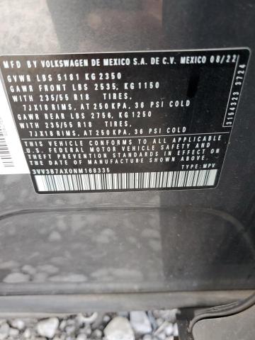 3VV3B7AX0NM168335 - 2022 VOLKSWAGEN TIGUAN SE Grau Foto 13