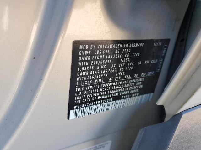 WVGBV7AX9BW524239 - 2011 VOLKSWAGEN TIGUAN S SILVER photo 13