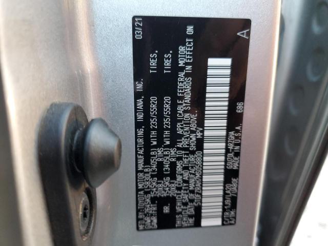 5TDFZRAH7MS058800 - 2021 TOYOTA HIGHLANDER PLATINUM SILVER photo 13