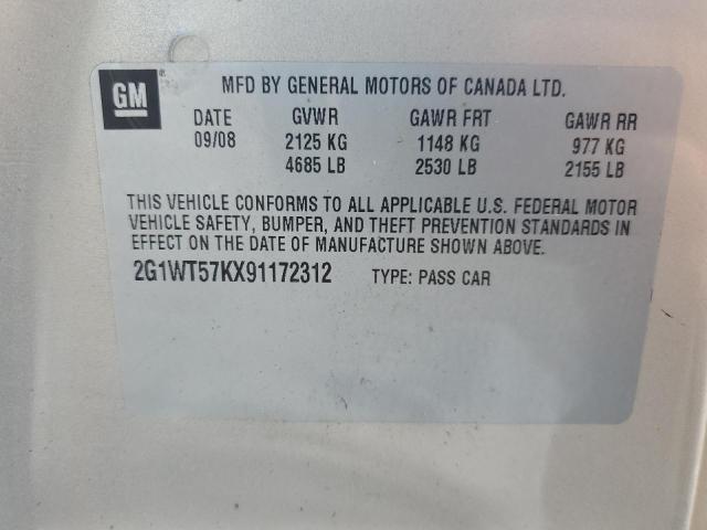 2G1WT57KX91172312 - 2009 CHEVROLET IMPALA 1LT CREAM photo 12