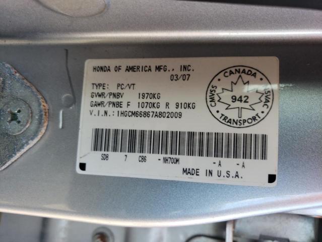 1HGCM66867A802009 - 2007 HONDA ACCORD EX SILVER photo 12