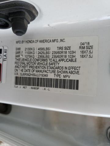 5J6RW2H59JL019349 - 2018 HONDA CR-V EX WHITE photo 13