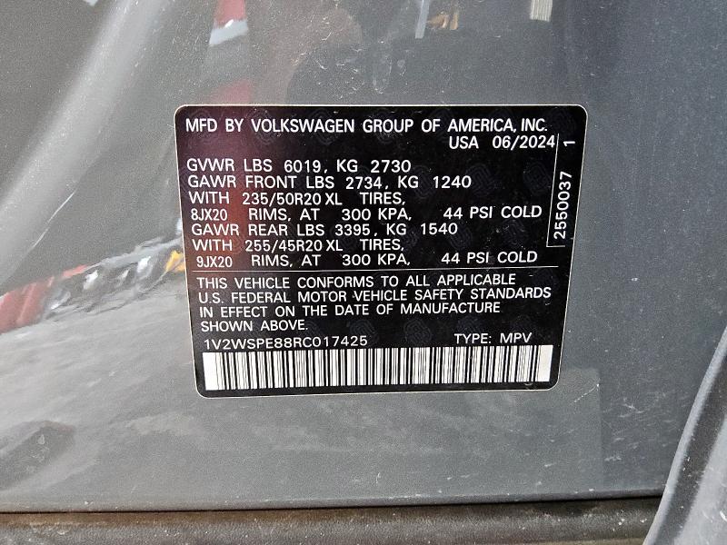 1V2WSPE88RC017425 - 2024 VOLKSWAGEN ID.4 PRO S ნაცრისფერი ფოტო 13