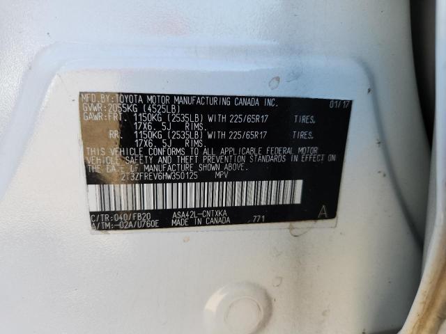 2T3ZFREV6HW350125 - 2017 TOYOTA RAV4 LE თეთრი ფოტო 14