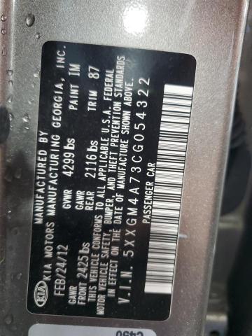 5XXGM4A73CG054322 - 2012 KIA OPTIMA LX GRAY photo 12