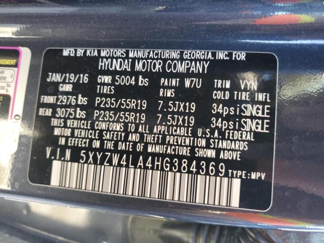 5XYZW4LA4HG384369 - 2017 HYUNDAI SANTA FE S GRAY photo 13