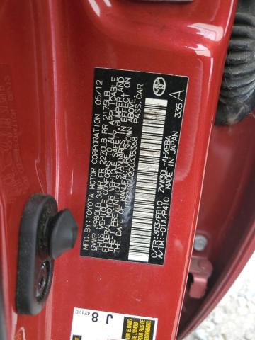 JTDKN3DU2C0335368 - 2012 TOYOTA PRIUS 红色 照片 13