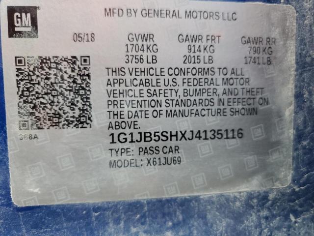 1G1JB5SHXJ4135116 - 2018 CHEVROLET SONIC LS 蓝色 照片 13