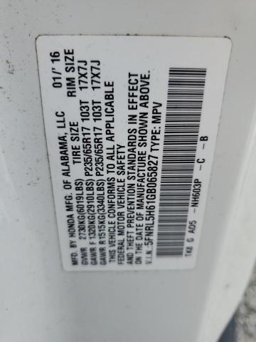 5FNRL5H61GB065827 - 2016 HONDA ODYSSEY EXL WHITE photo 13