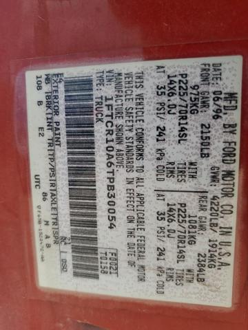 1FTCR10A6TPB30054 - 1996 FORD RANGER RED photo 12