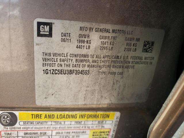 1G1ZC5EU3BF394593 - 2011 CHEVROLET MALIBU 1LT TAN photo 12