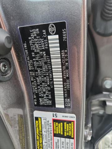 4T1L11AK7LU972977 - 2020 TOYOTA CAMRY LE GRAY photo 12