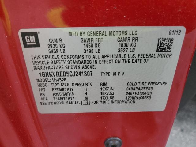 1GKKVRED5CJ241307 - 2012 GMC ACADIA SLT-1 RED photo 13