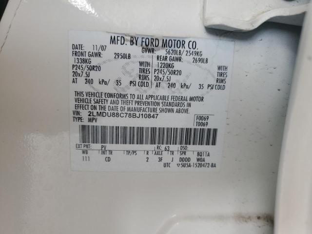 2LMDU88C78BJ10847 - 2008 LINCOLN MKX WHITE photo 13