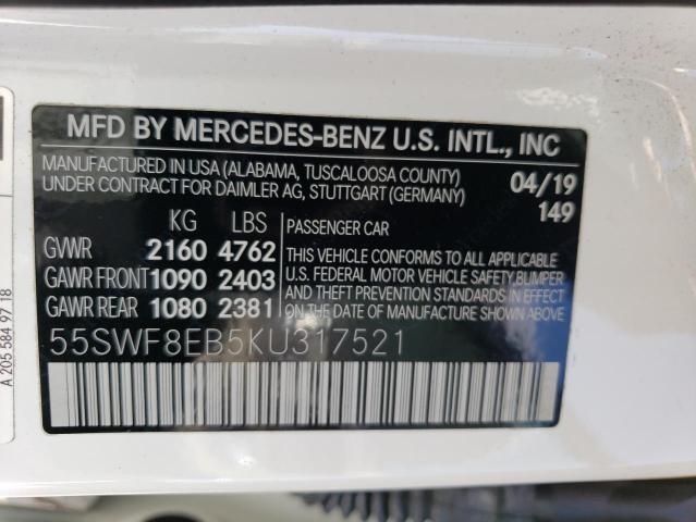 55SWF8EB5KU317521 - 2019 MERCEDES-BENZ C 300 4MATIC WHITE photo 12