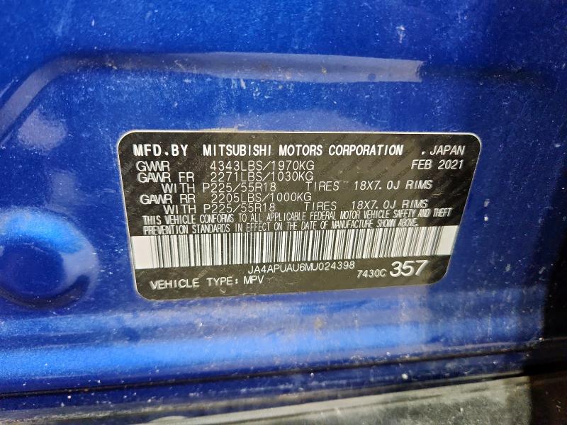 JA4APUAU6MU024398 - 2021 MITSUBISHI OUTLANDER SPORT ES Mavi foto 14