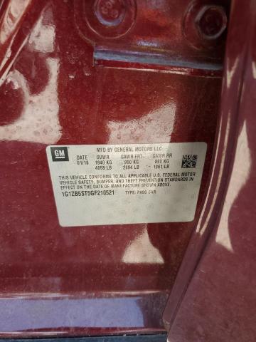 1G1ZB5ST5GF210521 - 2016 CHEVROLET MALIBU LS Tünd qırmızı foto 12