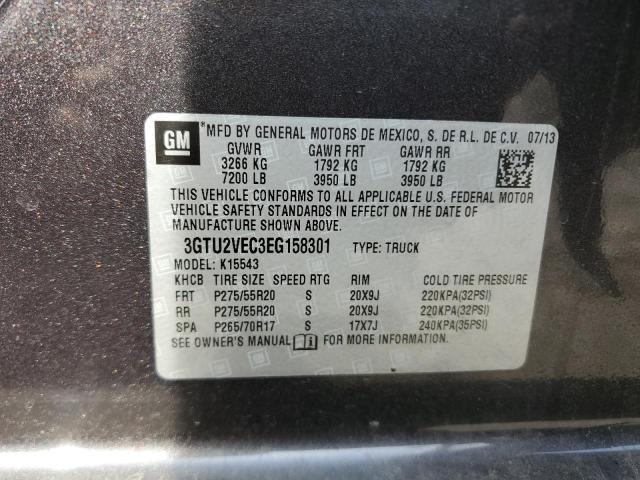 3GTU2VEC3EG158301 - 2014 GMC SIERRA K1500 SLT BLACK photo 12