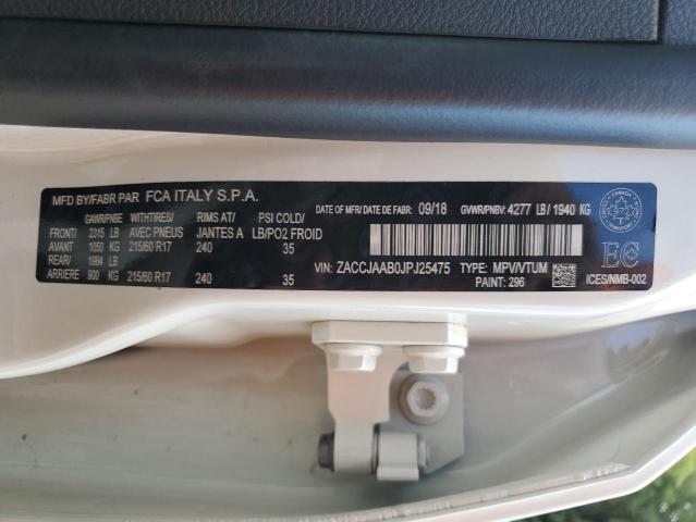 ZACCJAAB0JPJ25475 - 2018 JEEP RENEGADE SPORT WHITE photo 13