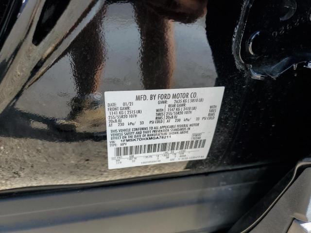 1FMSK7DHXMGA78211 - 2021 FORD EXPLORER XLT 黑色 照片 13