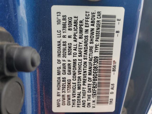 19XFB2F89DE087309 - 2013 HONDA CIVIC EX Mavi foto 13