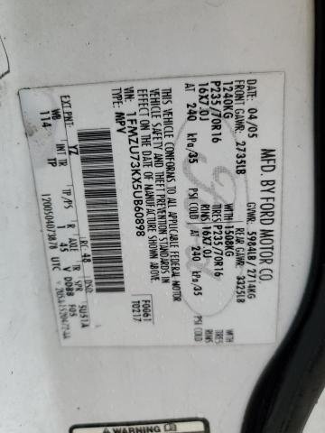 1FMZU73KX5UB60898 - 2005 FORD EXPLORER XLT თეთრი ფოტო 13