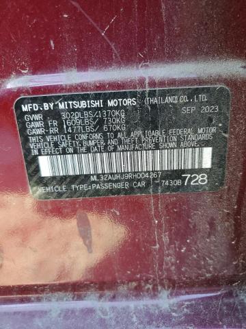 ML32AUHJ9RH004267 - 2024 MITSUBISHI MIRAGE ES BURGUNDY photo 12
