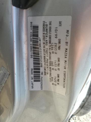 JM1NB3531Y0141398 - 2000 MAZDA MX-5 MIATA BASE SILVER photo 13