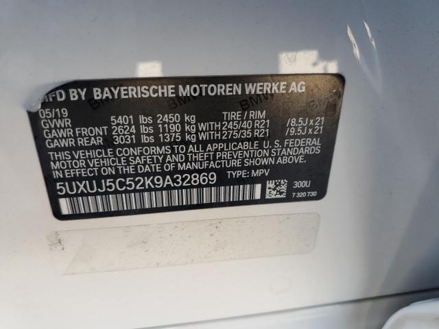 5UXUJ5C52K9A32869 - 2019 BMW X4 M40I WHITE photo 13