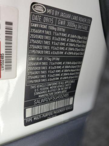 SALWR2VF5GA552485 - 2016 LAND ROVER RANGE ROVE HSE WHITE photo 13