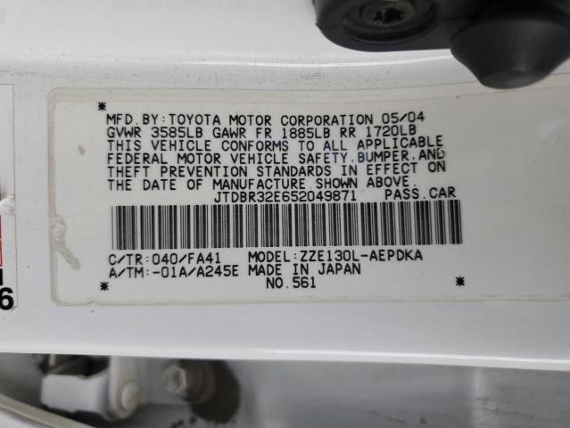 JTDBR32E652049871 - 2005 TOYOTA COROLLA CE WHITE photo 13
