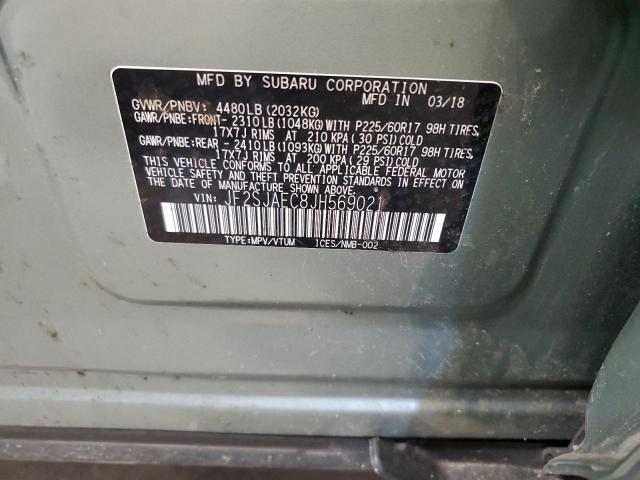 JF2SJAEC8JH569021 - 2018 SUBARU FORESTER 2.5I PREMIUM Կանաչ լուսանկար 13