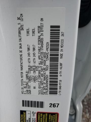 3TMLB5JNXSM092569 - 2025 TOYOTA TACOMA DOUBLE CAB WHITE photo 13