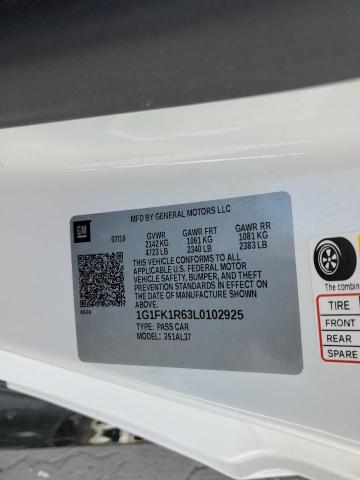 1G1FK1R63L0102925 - 2020 CHEVROLET CAMARO ZL1 白色 照片 12