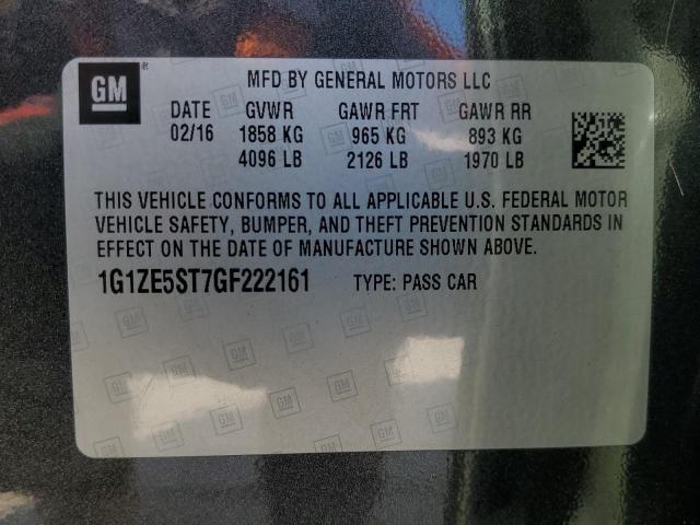 1G1ZE5ST7GF222161 - 2016 CHEVROLET MALIBU LT BLACK photo 12